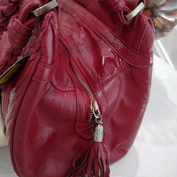 Cole Haan Laury Ruby Red Patent Leather Triple Comp. Satchel - Picture 2 of 6